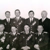 Коллектив кафедры 1977 года: Сидят - В.П. Такунов, В.Н. Власенков, А.С. Концов, И.Г. Аношкин, В.М. Ионкин, А.Г. Ружицкий. Стоят: А.Д. Белый, В.А. Некрасов. А.Н. Заболотников. Е.Н. Петров. И.П. Юдин. В.И. Терентьев.