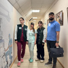 Наша команда на Всероссийской олимпиаде по оториноларингологии . Руководитель команды ассистент кафедры оториноларингологии Шахмурадян А.Р. Команда направляется к месту проведения  олимпиады.jpg