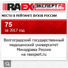 75е место ВолгГМУ в позициях рэнкинга RAEX (Эксперт РА) 2017